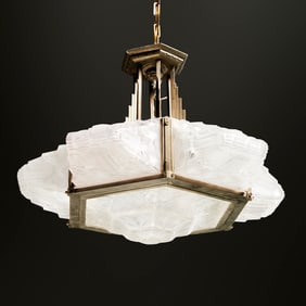 Leon Hugue, Art Deco pendant chandelier