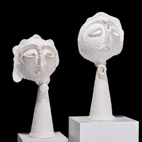 Philippe Valentin, (2) large plaster lamps
