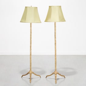 Maison Bagues, pair bronze floor lamps