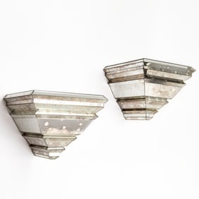 Pair Syrie Maugham (style) mirrored wall brackets