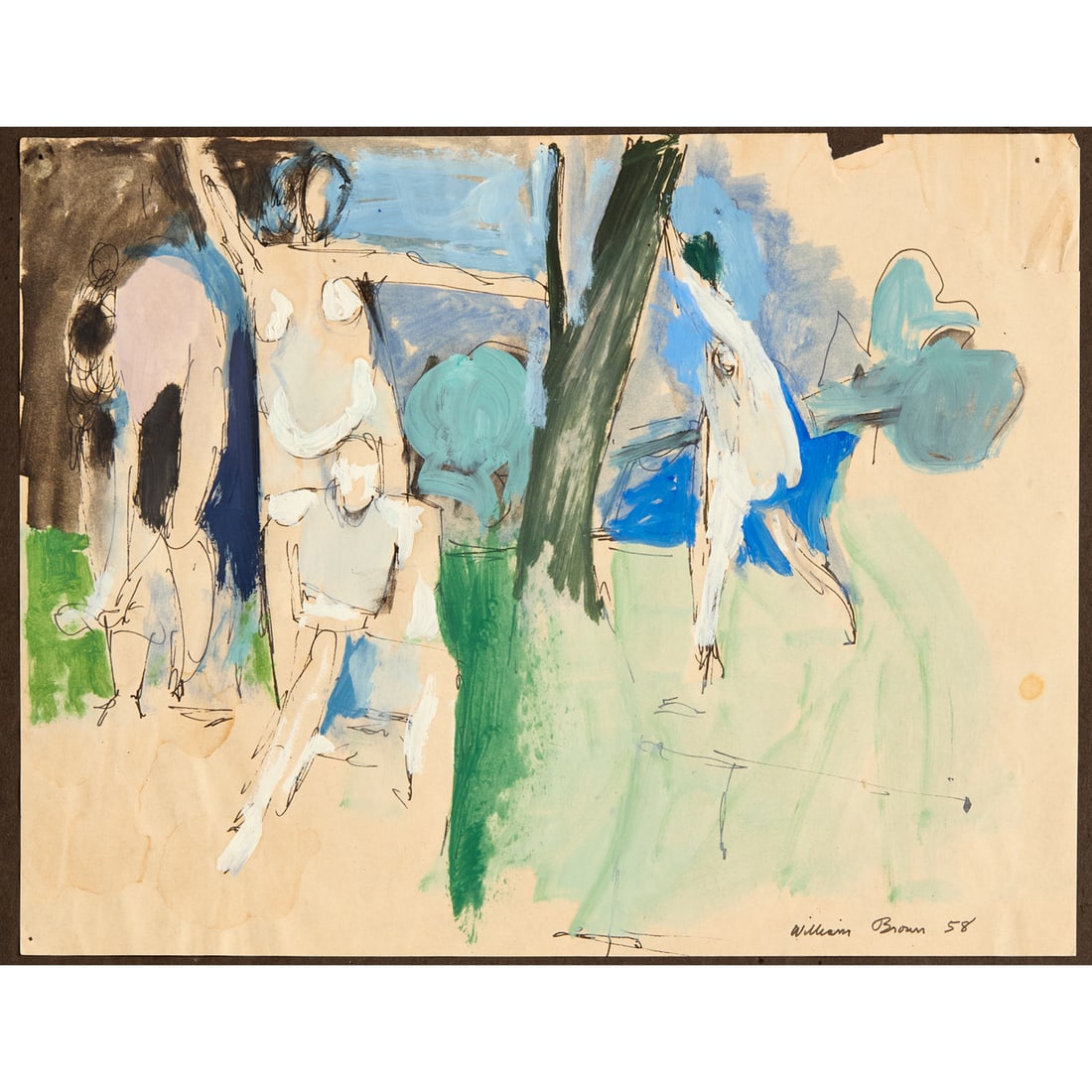 Theophilus Brown, mixed media on paper, 1958 (1 of 6)