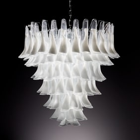 Large Mazzega Murano glass petal chandelier