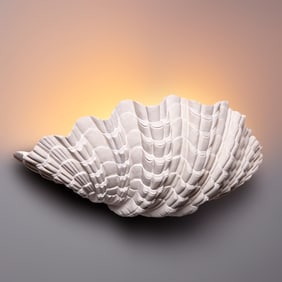 Large Syrie Maugham style plaster shell uplighter
