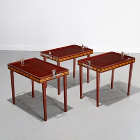 Set (3) Art Deco nickel mounted tray tables