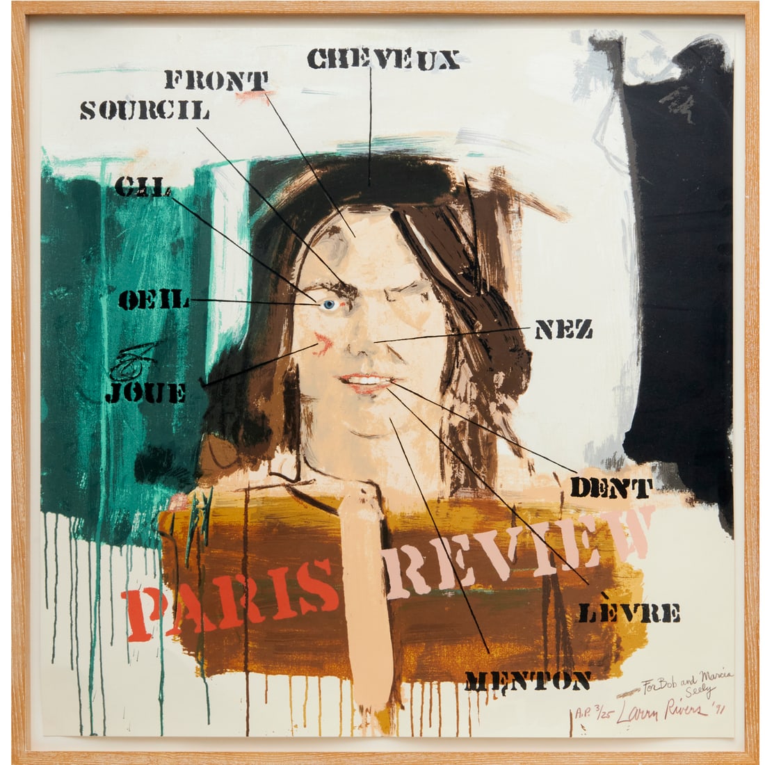 Larry Rivers, color screenprint, 1991: Larry Rivers, color screenprint, 1991, Larry Rivers (American, 1923-2002), Paris Review, on heavy cream wove paper, full margins, signed, dated, and editioned A.P. 3/25 (outside the edition of 125) in