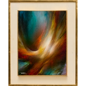 Leonardo Nierman, oil on Masonite