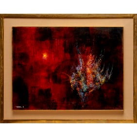 Leonardo Nierman, oil on masonite, 1963, ex museum