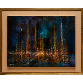 Leonardo Nierman, oil on masonite, 1964, ex museum