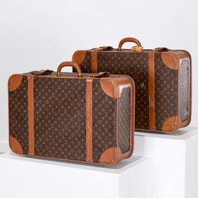 Louis Vuitton, (2) vintage monogram suitcases