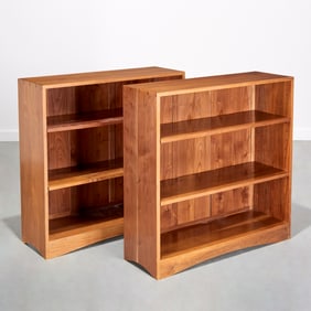 Nakashima (circle), pair walnut open bookcases