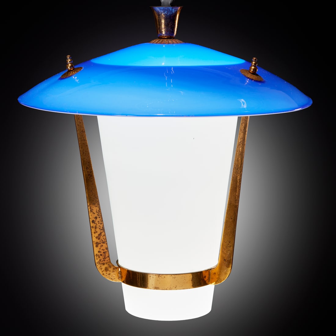Stilnovo (style), Italian glass and brass lantern (1 of 6)