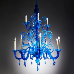 Massive Murano cobalt blue glass chandelier