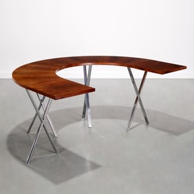 Riis Antonsen, rosewood and chrome drop leaf desk