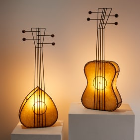 Frederick Weinberg, pair guitar table lamps