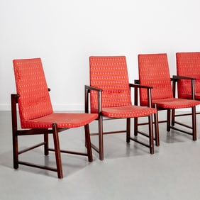 Edward Wormley for Dunbar, set (4) mahogany chairs