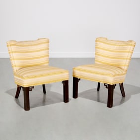 Paul Laszlo, rare pair slipper chairs