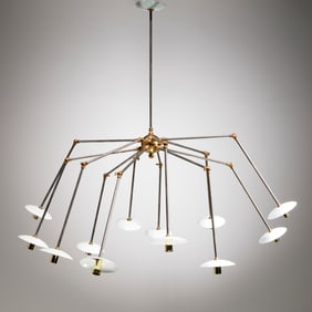 Vintage Modernist 12 arm spider chandelier