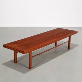 Milo Baughman, low long Bench or coffee table