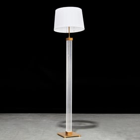 Karl Springer, brass and lucite floor lamp