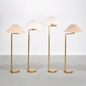 Koch & Lowy, set (4) brass articulated floor lamps