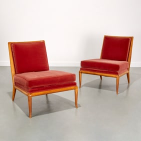 T.H. Robsjohn-Gibbings, pair slipper chairs