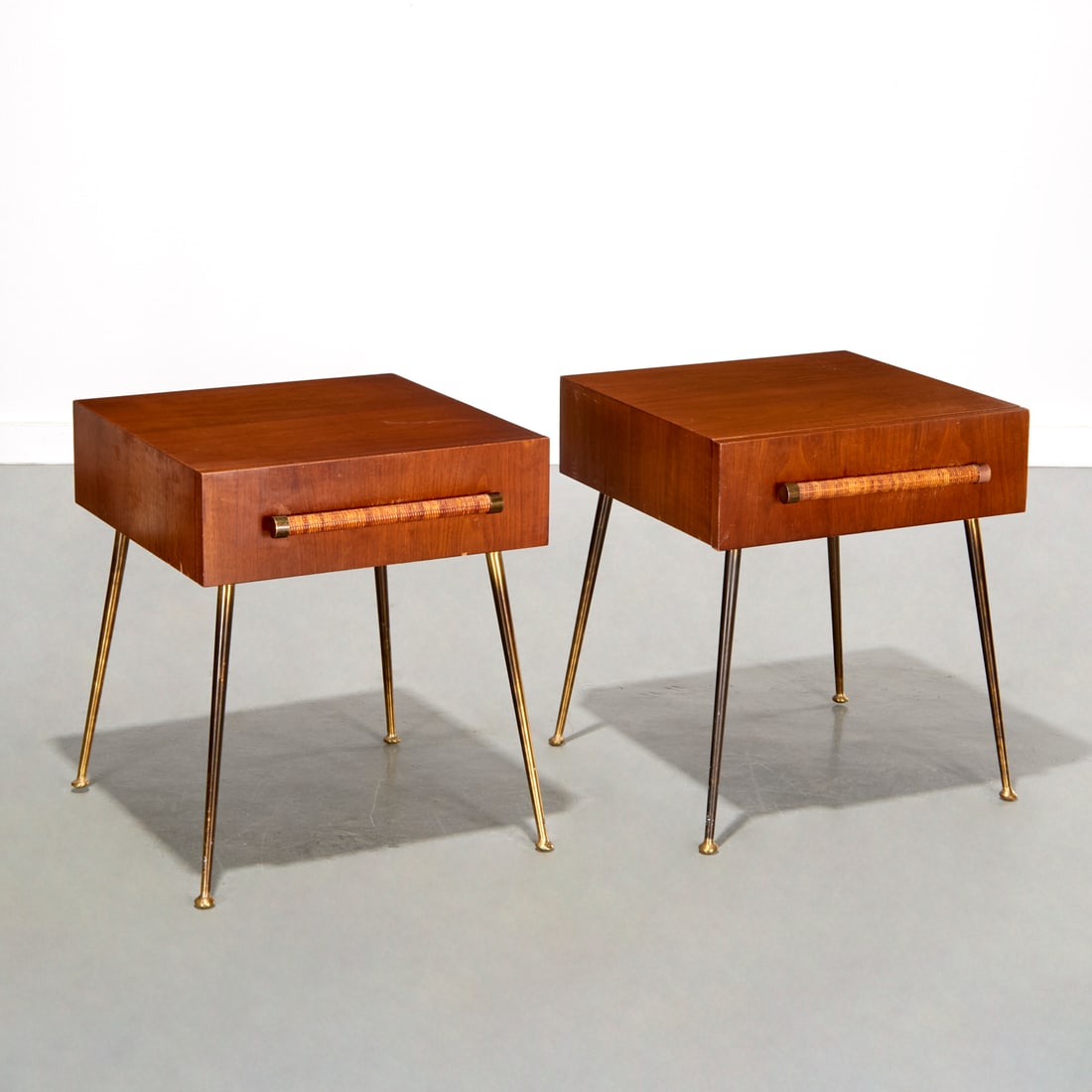 T.H. Robsjohn-Gibbings, pair walnut nightstands (1 of 8)