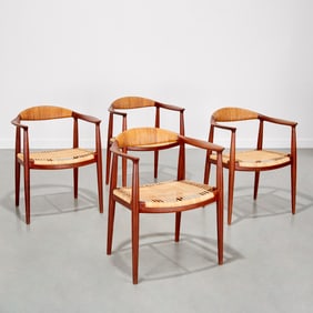 Hans Wegner, set (4) "JH 501" teak armchairs