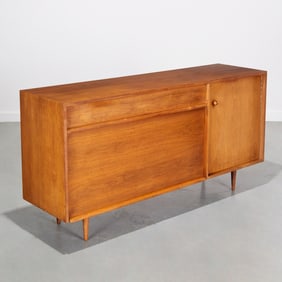 Milo Baughman, walnut credenza or stereo cabinet