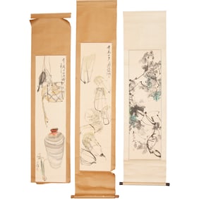 David Kwo, (3) Chinese scroll paintings