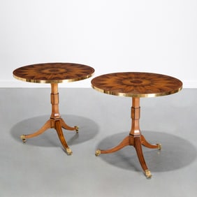 Pair Baker Stately Homes Georgian marquetry tables