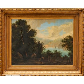 Hudson River School, large oil on canvas