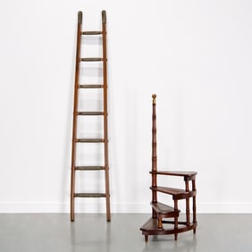 Georgian style library ladder and steps