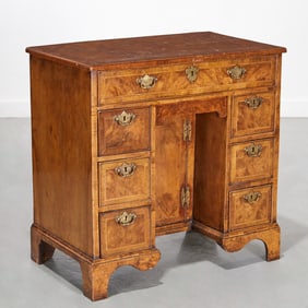 George II burl walnut kneehole desk