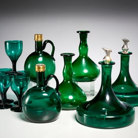 Georgian style emerald glassware collection