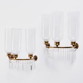 Pair antique Regency style brass wall sconces