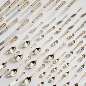 English sterling "Stag Head" flatware service