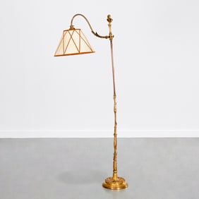 E.F. Caldwell (attrib) bronze swan neck floor lamp