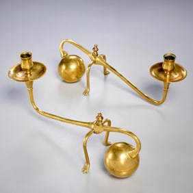 Pair W.A.S Benson brass candlesticks