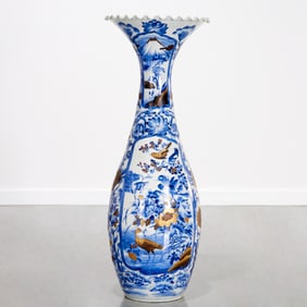 Japanese gilt lacquer Arita porcelain floor vase