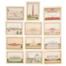 Agra School, (12) architectural watercolors
