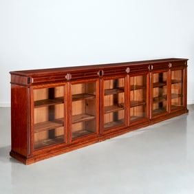 Massive Victorian mahogany bookcase cabinet