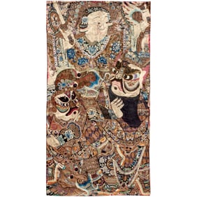 Chinese Peking Opera embroidered silk curtain