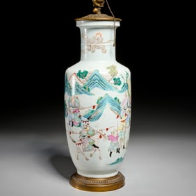 Chinese famille verte porcelain vase lamp