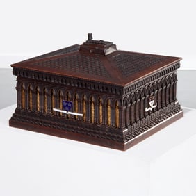 Fine and large English carved oak jewel casket