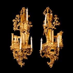 Impressive pair George III style giltwood sconces
