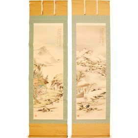 Chinese School, pair hanging scrolls