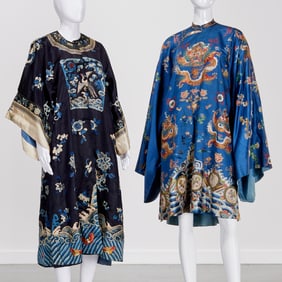(2) Antique Chinese embroidered silk robes