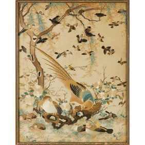 Chinese School, silk embroidery panel