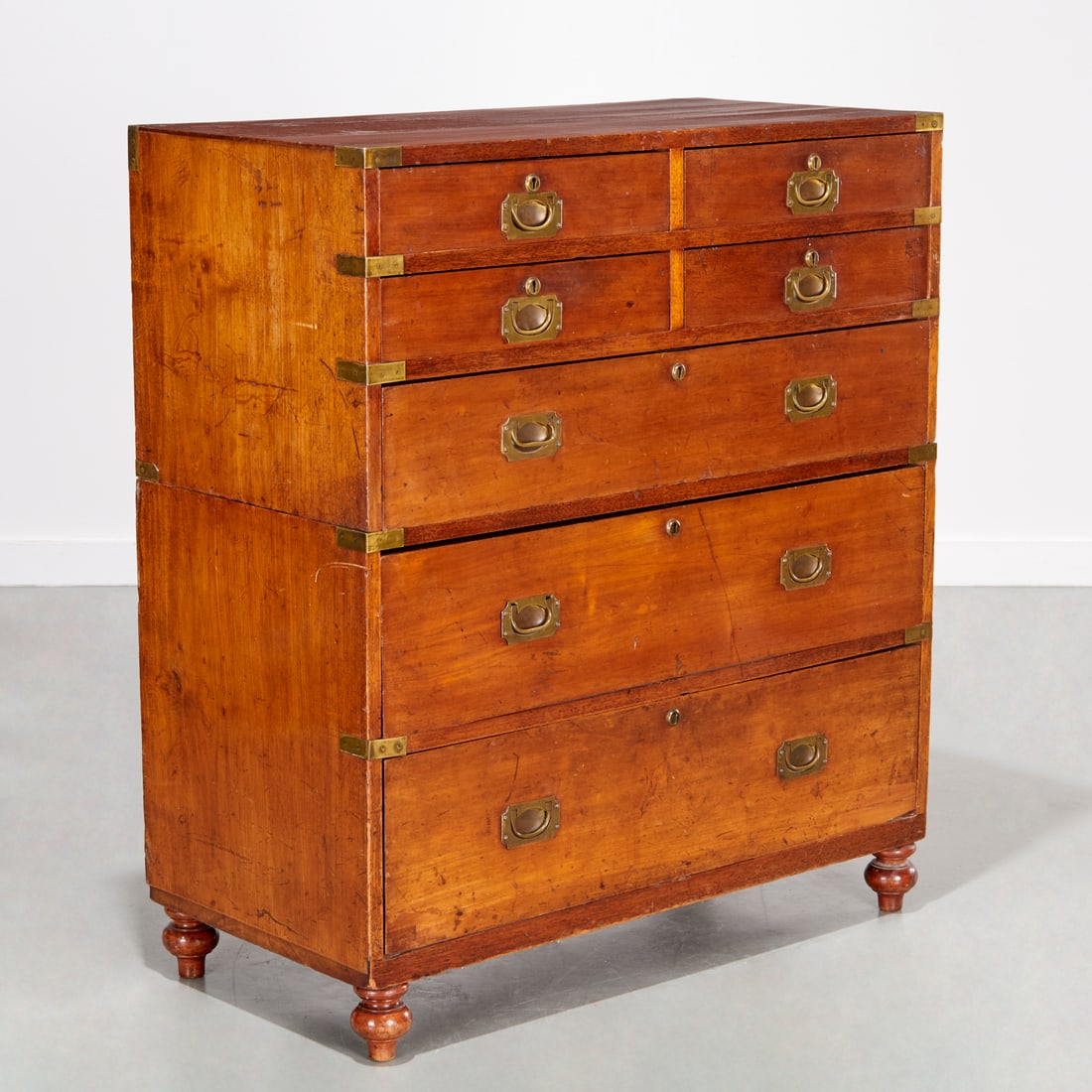 Irish Victorian brass mounted campaign chest (1 of 6)