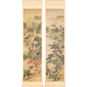 (2) Chinese scroll paintings, mark of Dong Bangda